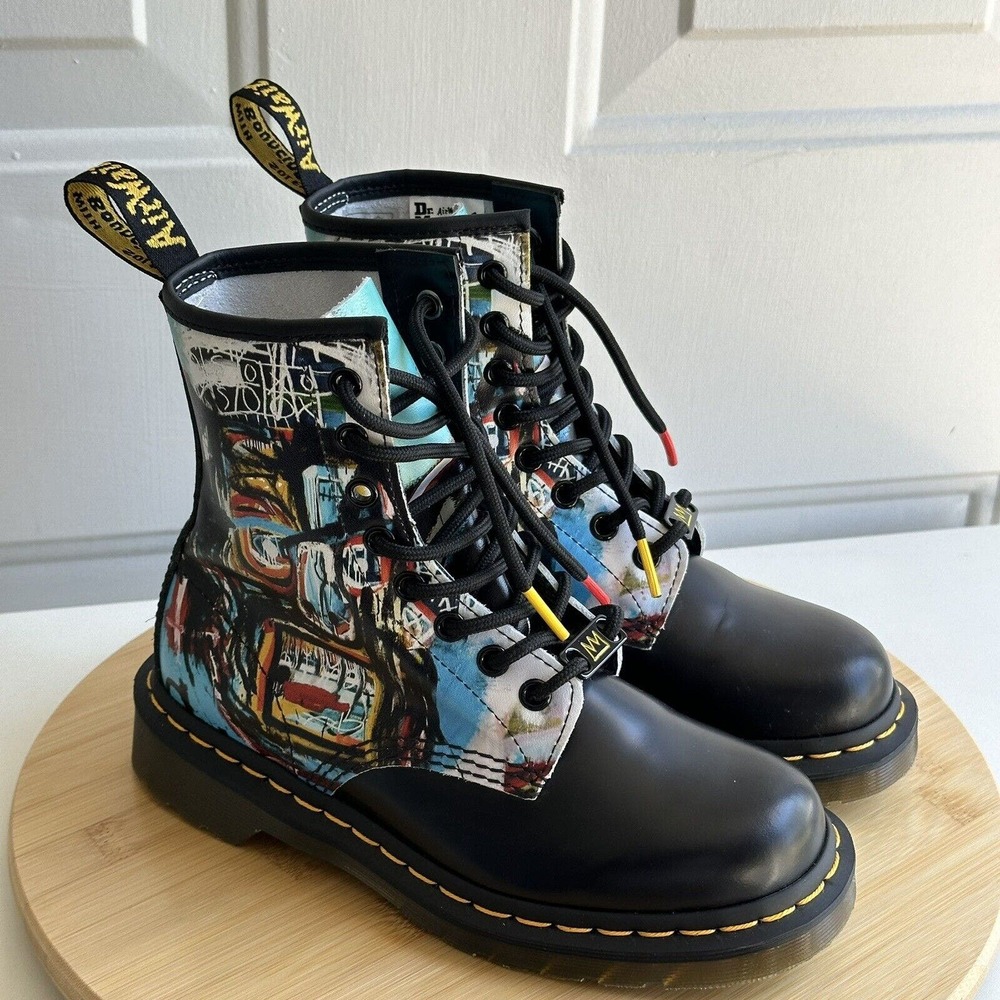 Dr Martens Boots Womens US 5 Black Jean Michel Basquiat II 1460 Art To Wear